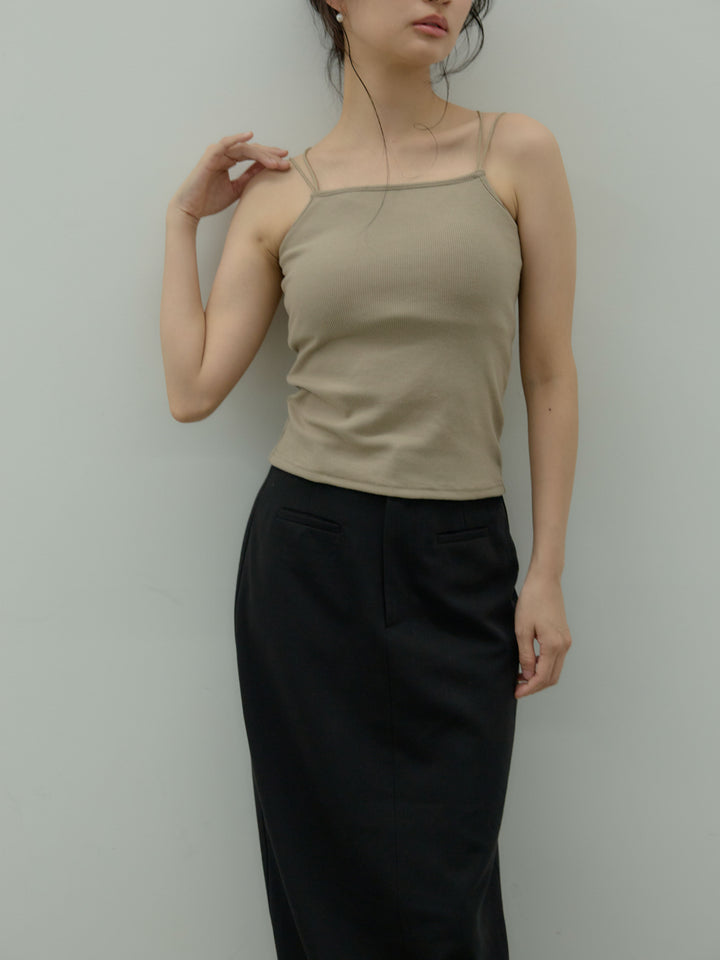 カットリブカップ付きバッククロスキャミソール
