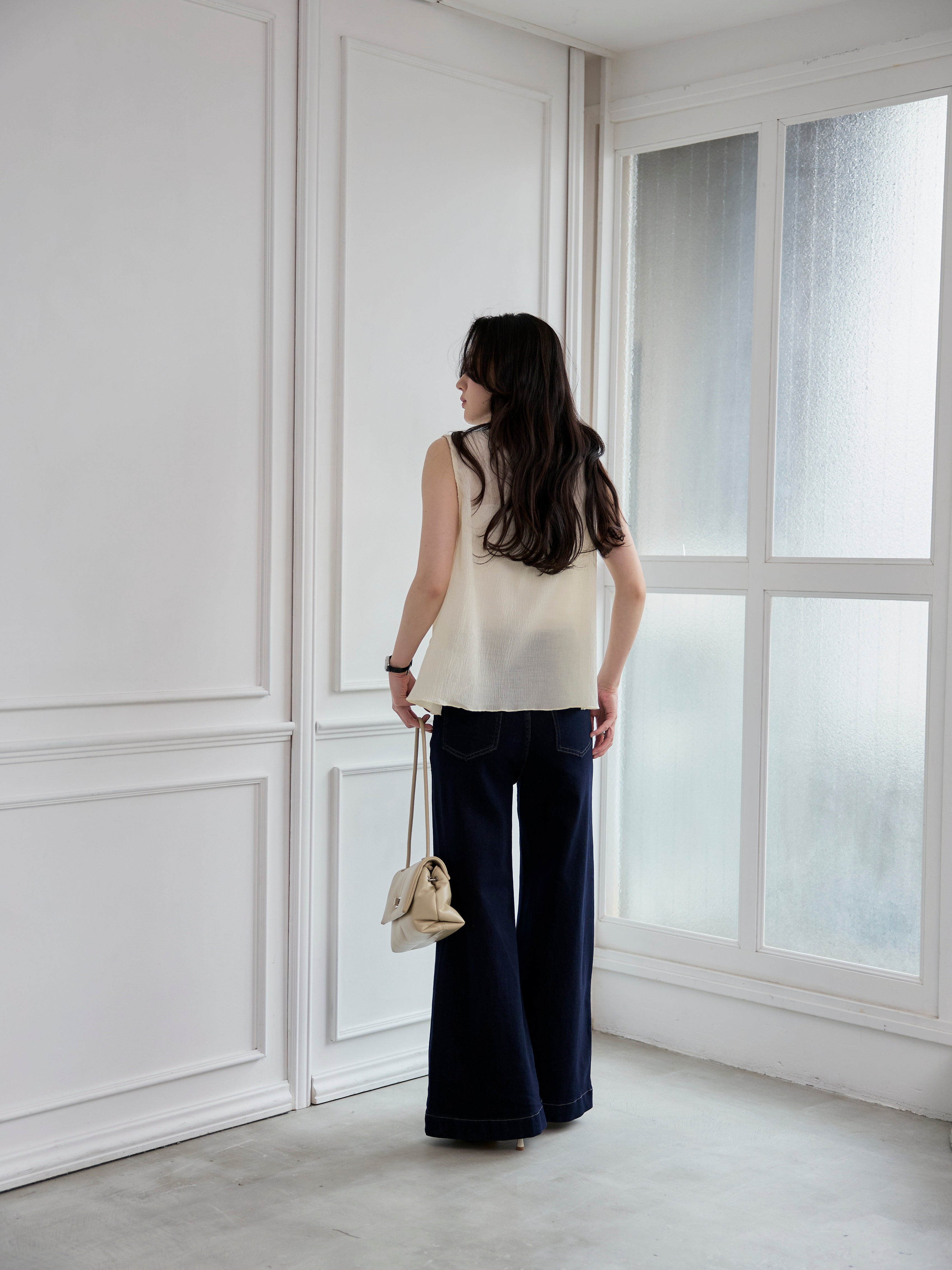 blossom　ella_selectshop ノースリーブブラウス シアーフリルノースリーブブラウス – nairo