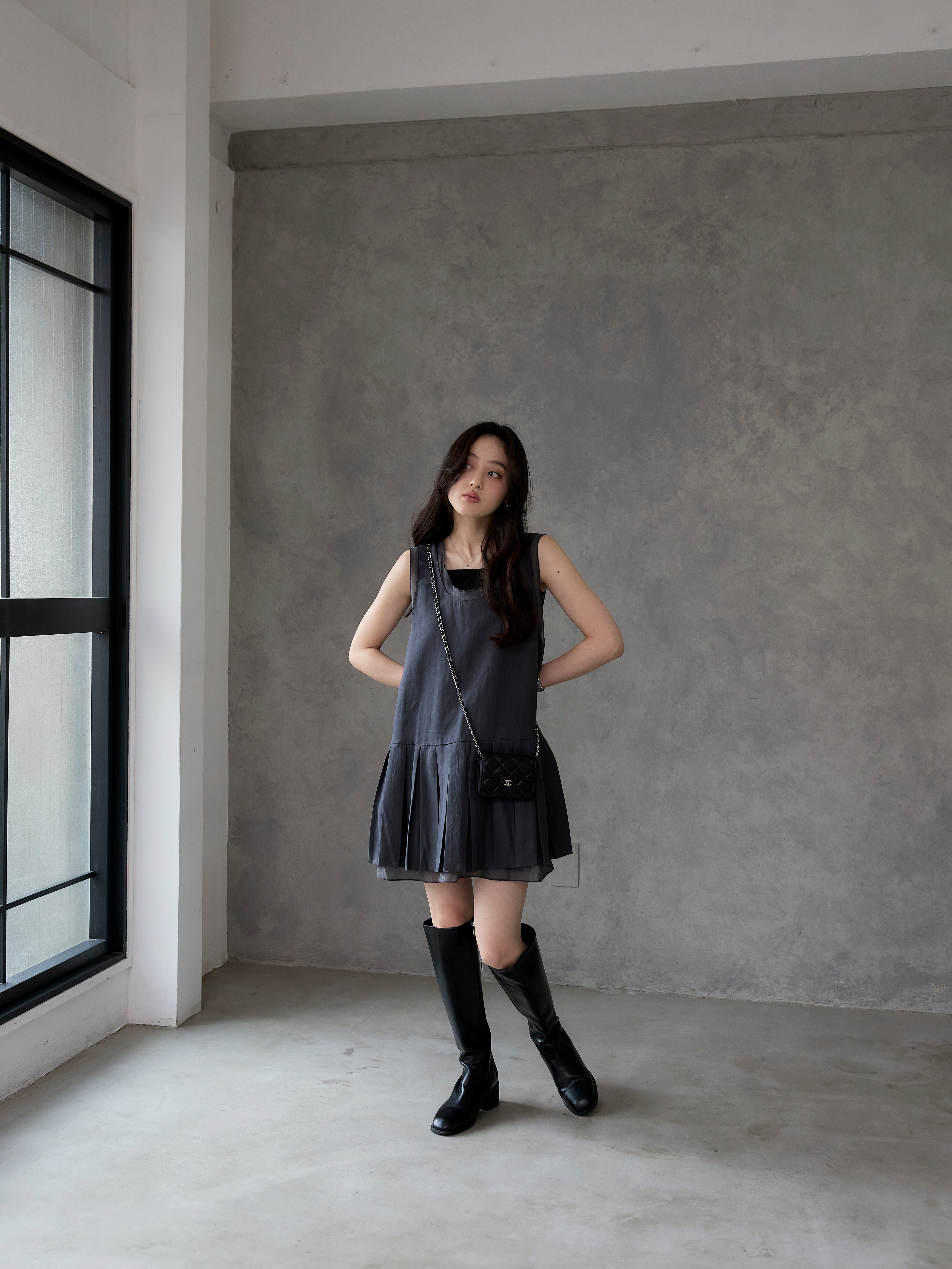 シアーレイヤードプリーツミニワンピース – nairo