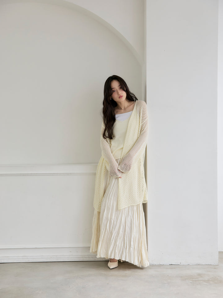 リネンタッチ透かし編みカーディガン&キャミソールSET