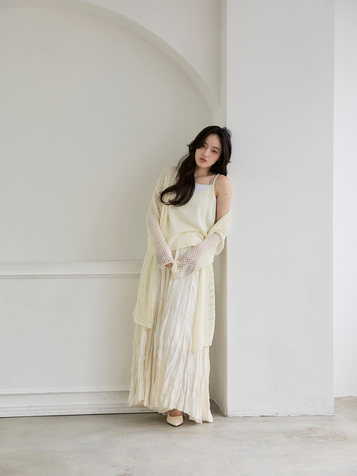 リネンタッチ透かし編みカーディガン&キャミソールSET