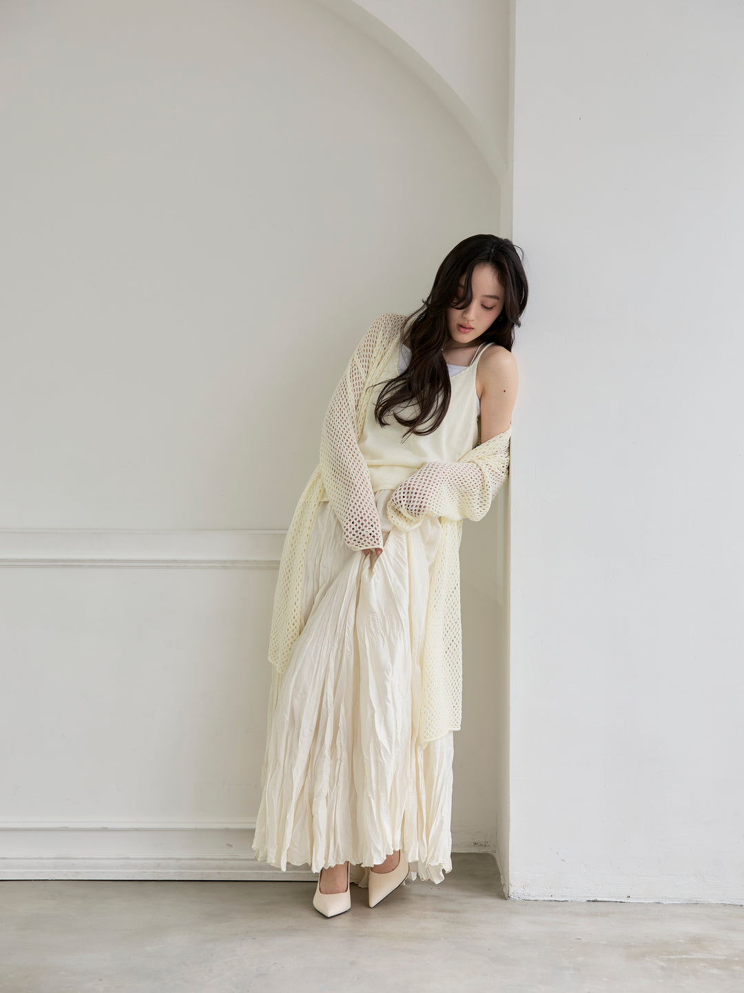 グロッシーワッシャープリーツスカート