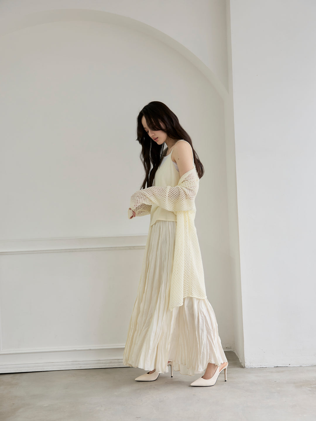 グロッシーワッシャープリーツスカート