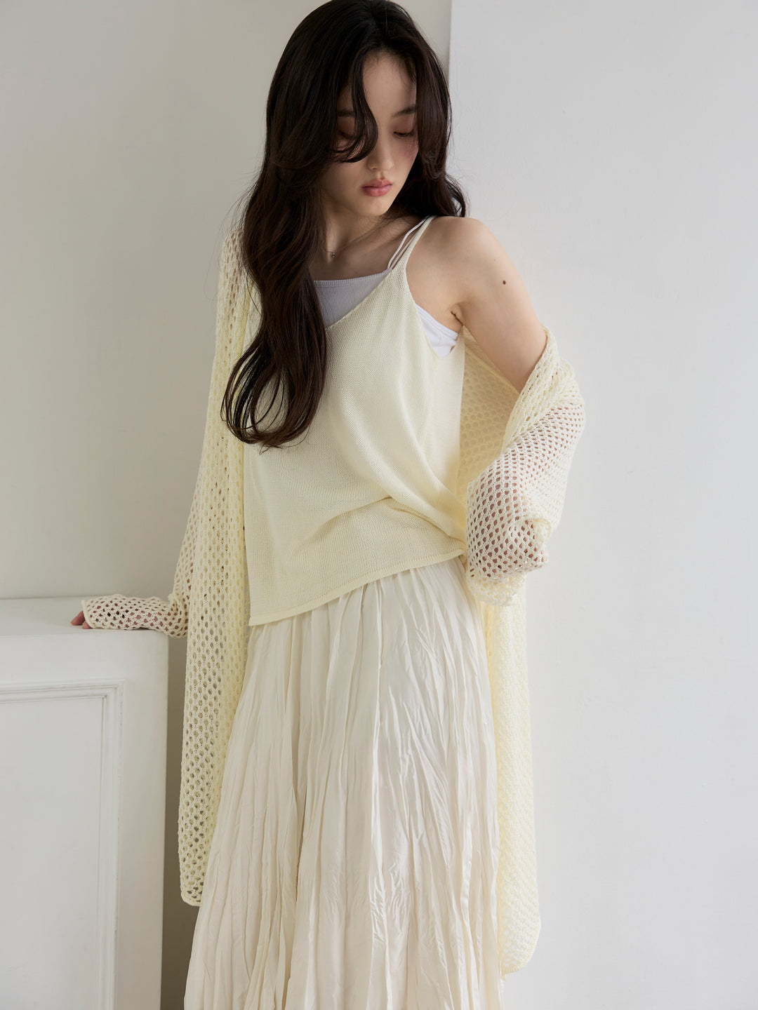 グロッシーワッシャープリーツスカート