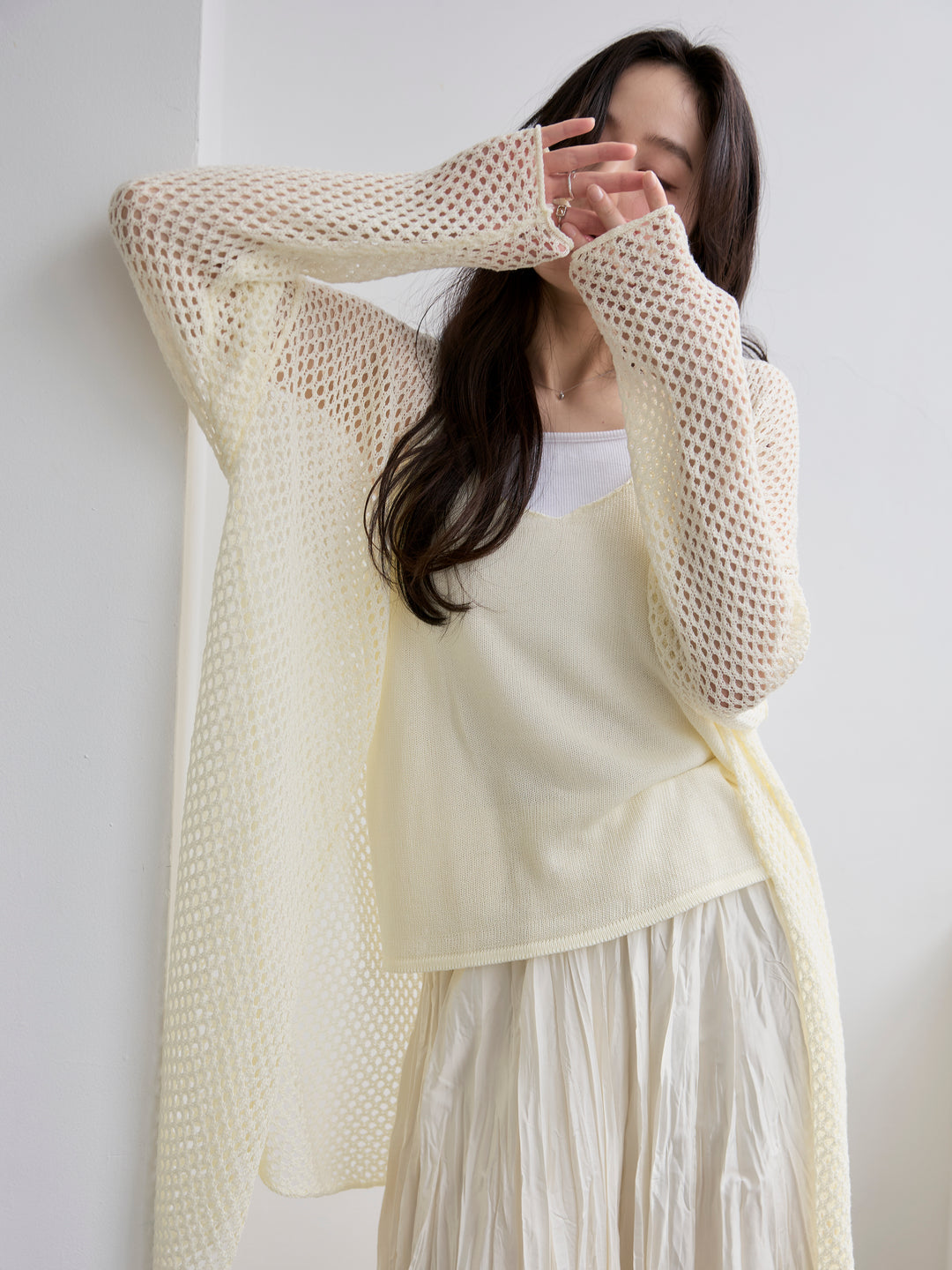 グロッシーワッシャープリーツスカート