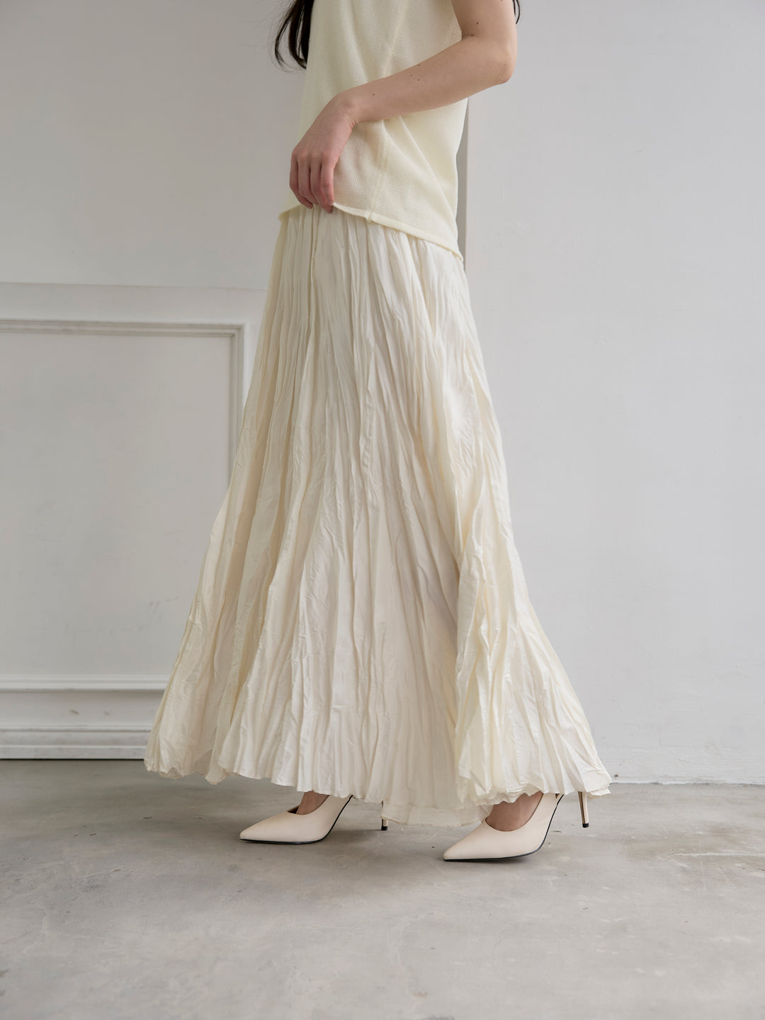 グロッシーワッシャープリーツスカート