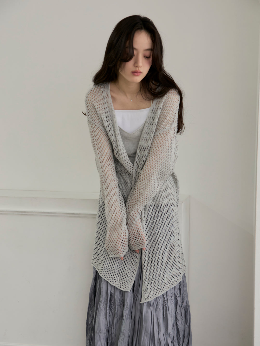 グロッシーワッシャープリーツスカート