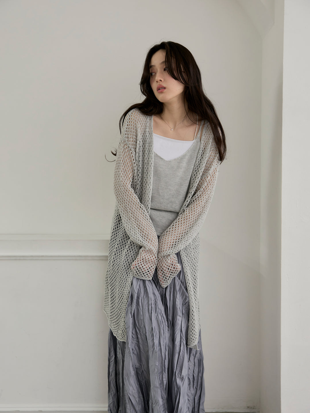 グロッシーワッシャープリーツスカート