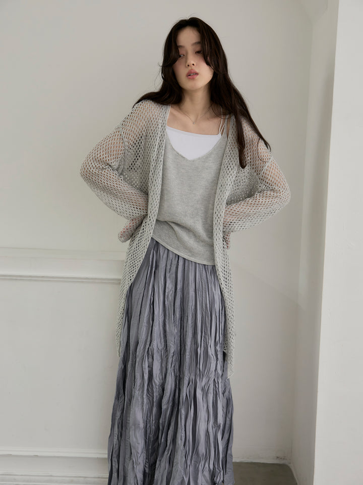 グロッシーワッシャープリーツスカート