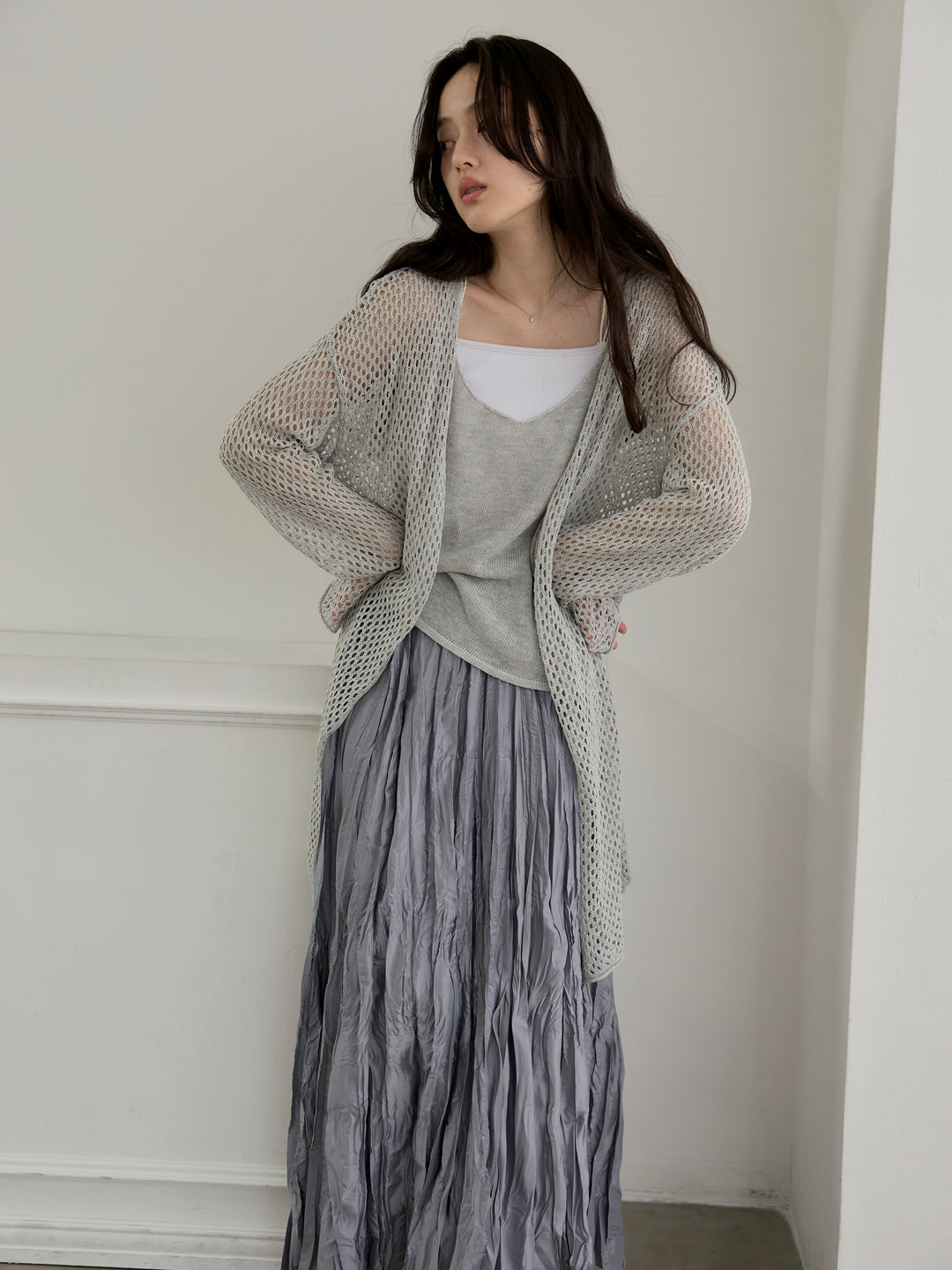 グロッシーワッシャープリーツスカート