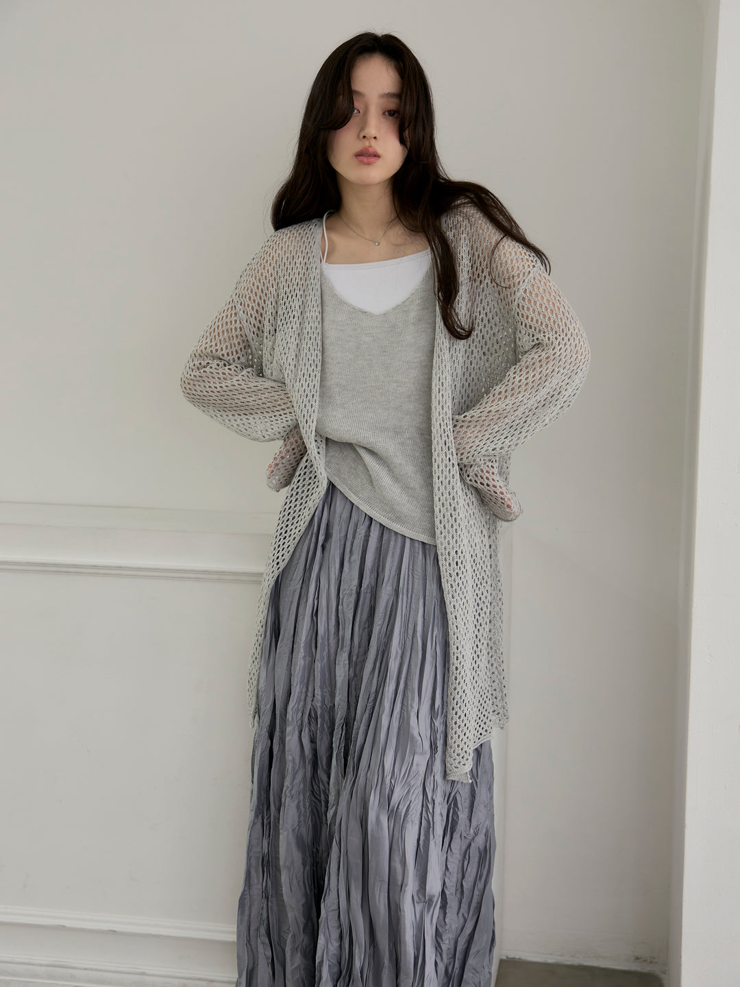 グロッシーワッシャープリーツスカート