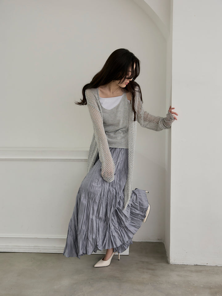 グロッシーワッシャープリーツスカート