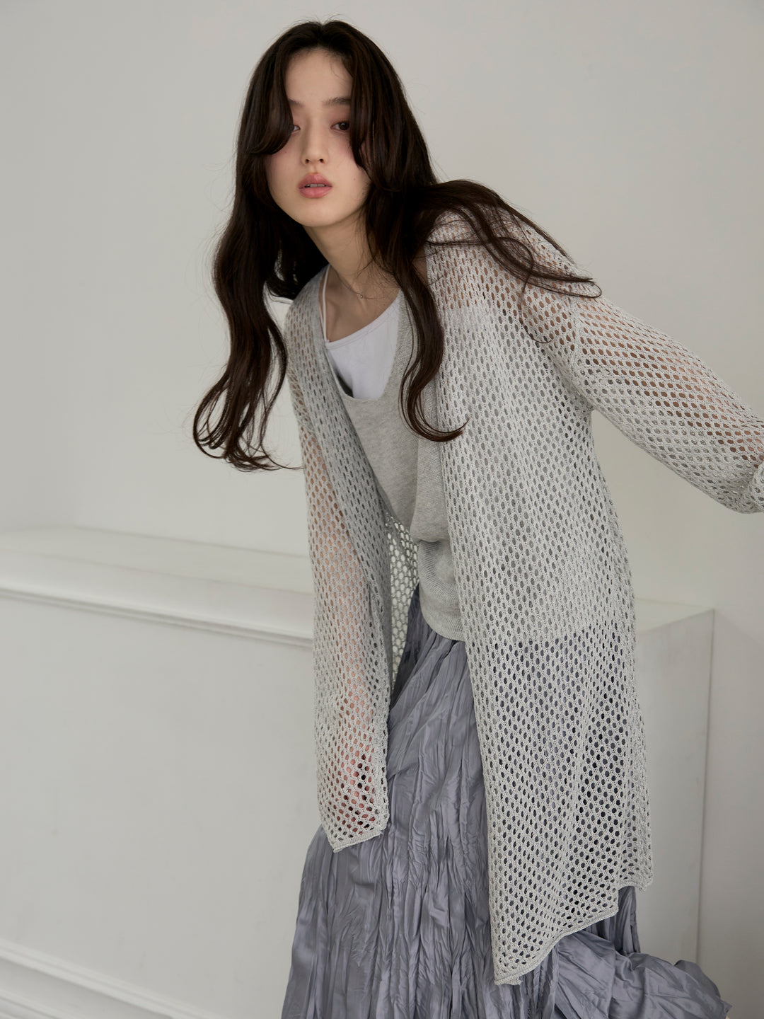 グロッシーワッシャープリーツスカート