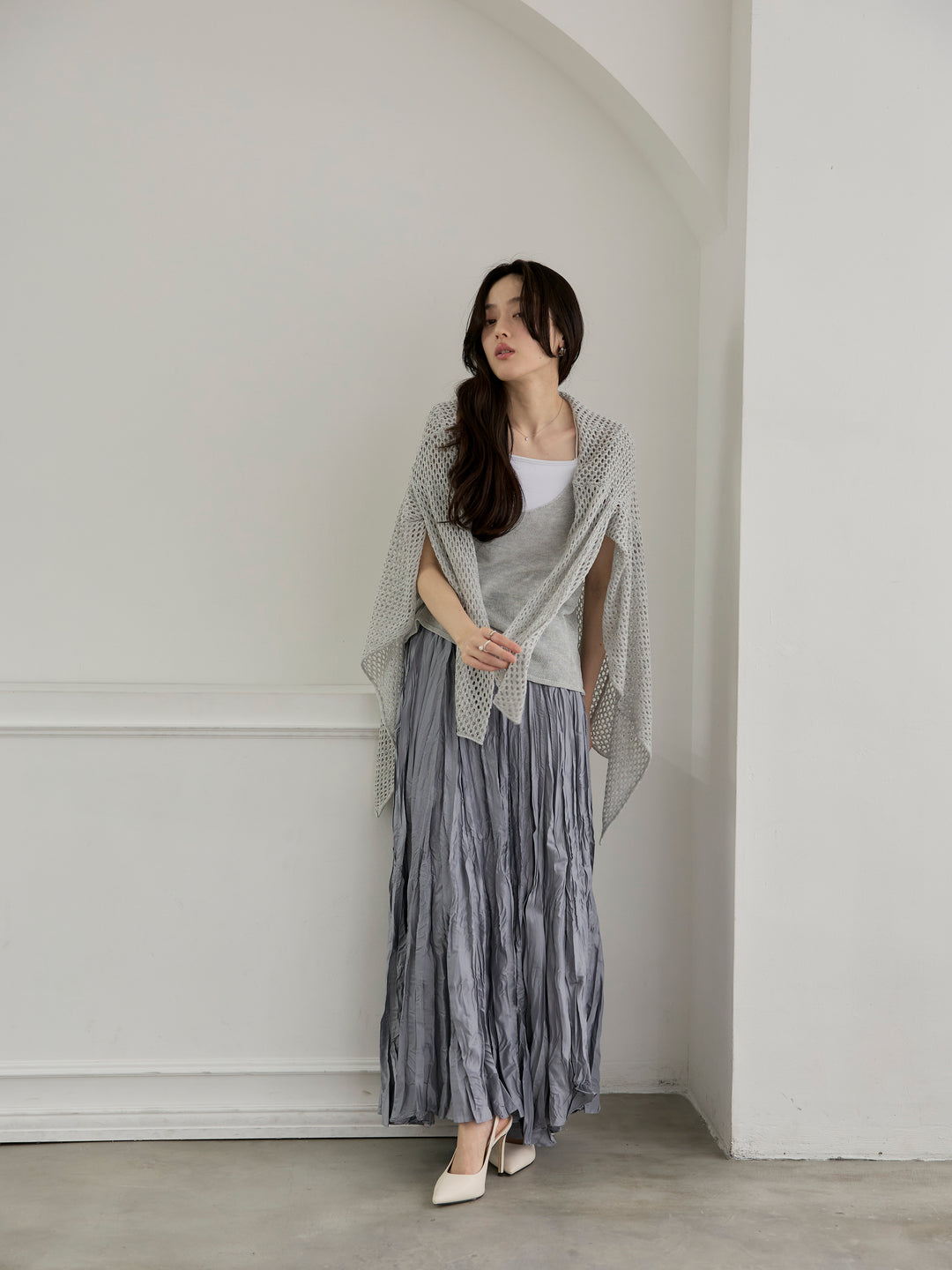 グロッシーワッシャープリーツスカート