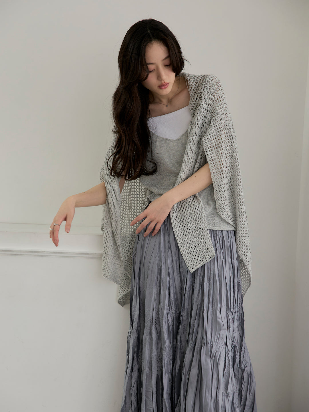 グロッシーワッシャープリーツスカート