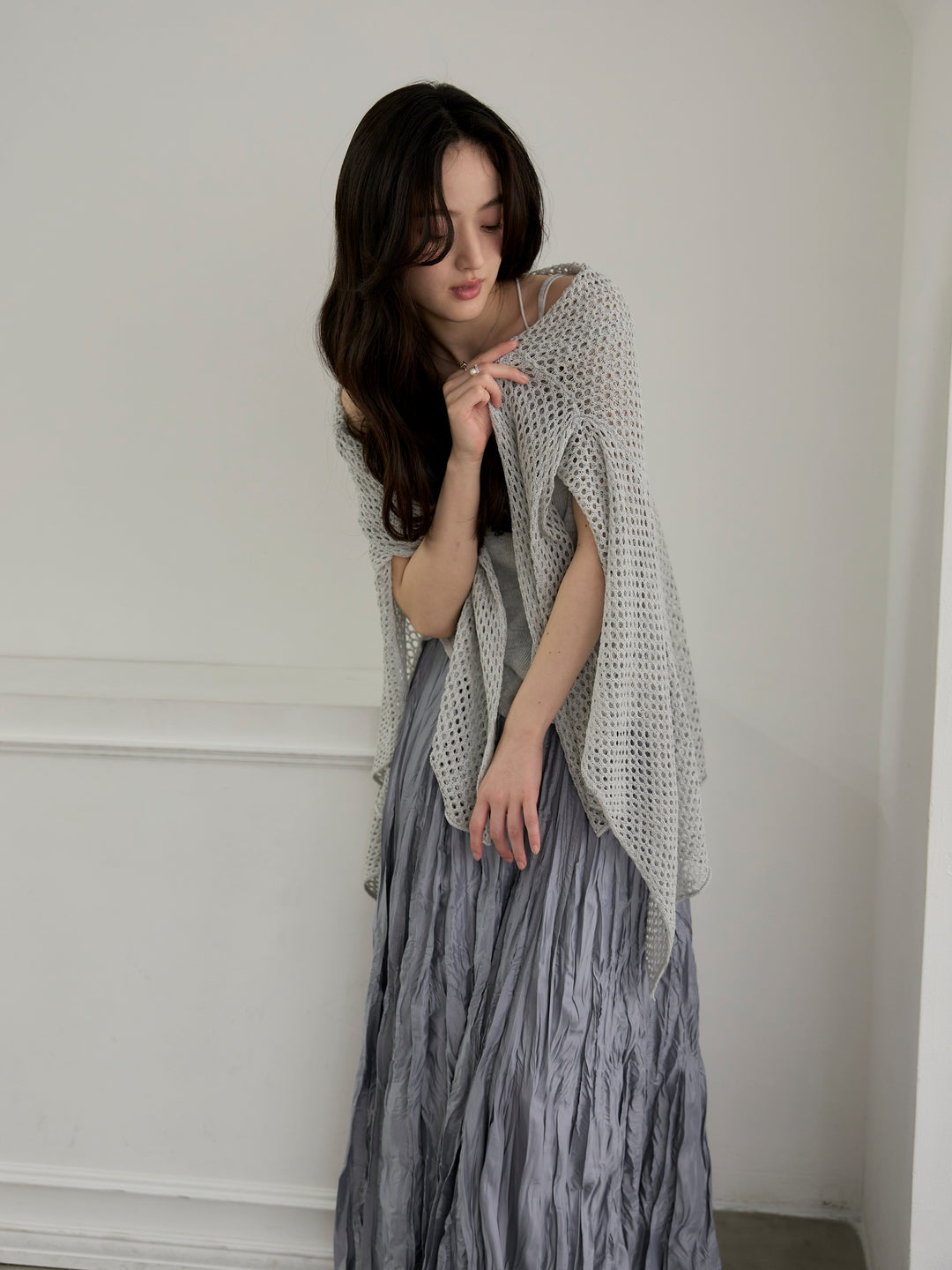 グロッシーワッシャープリーツスカート