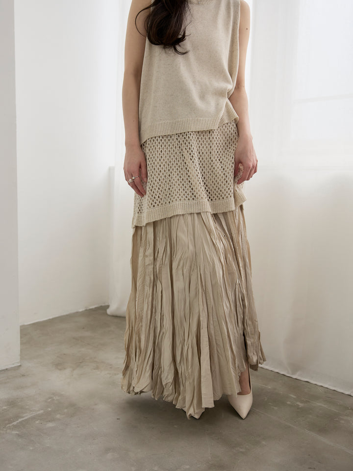 グロッシーワッシャープリーツスカート