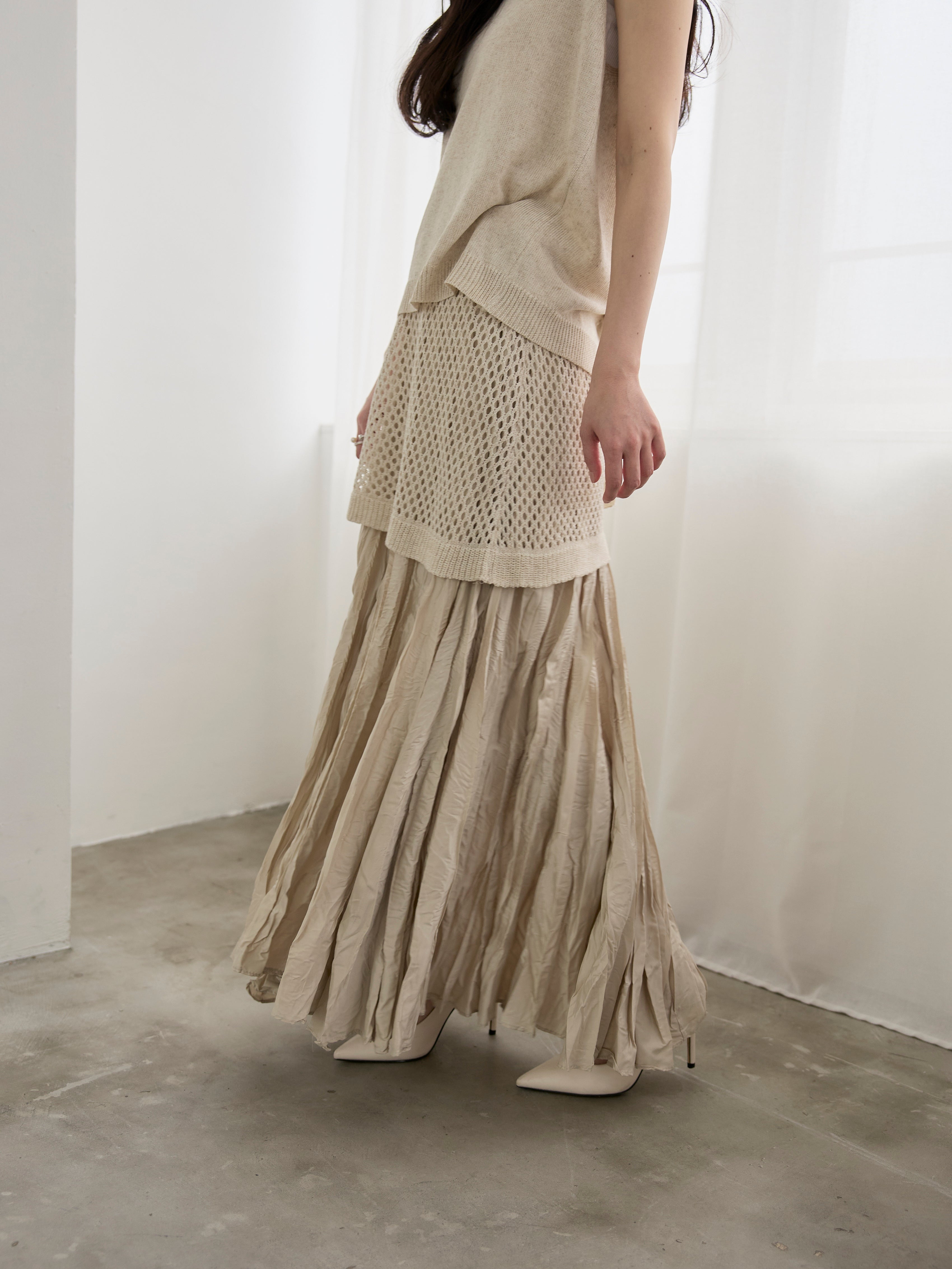 グロッシーワッシャープリーツスカート – nairo