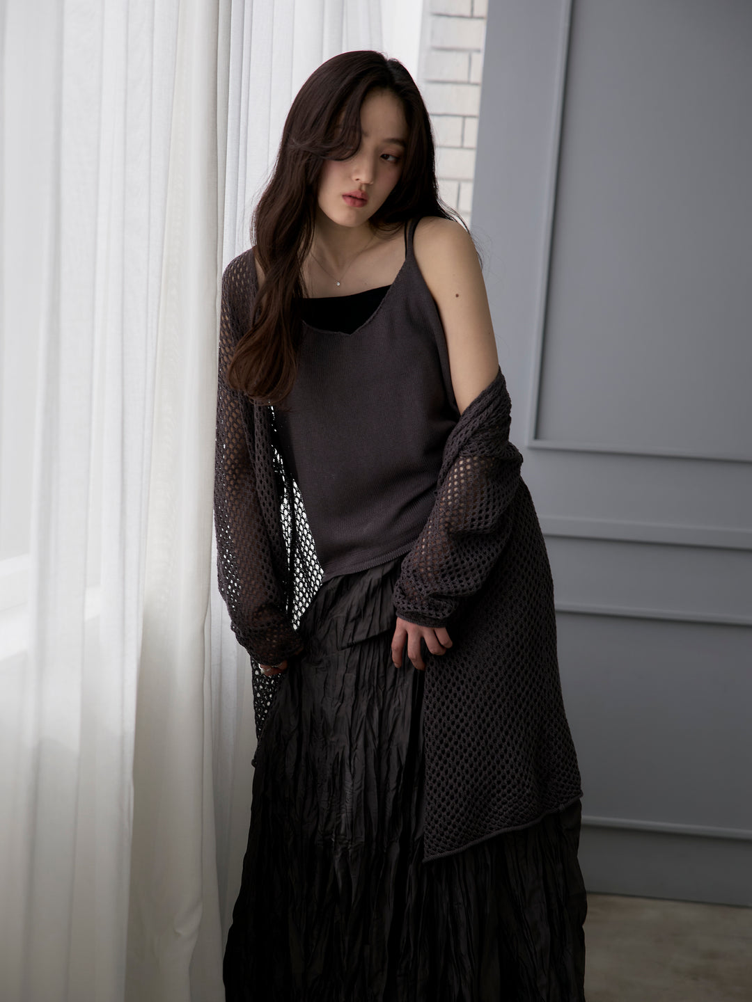 グロッシーワッシャープリーツスカート