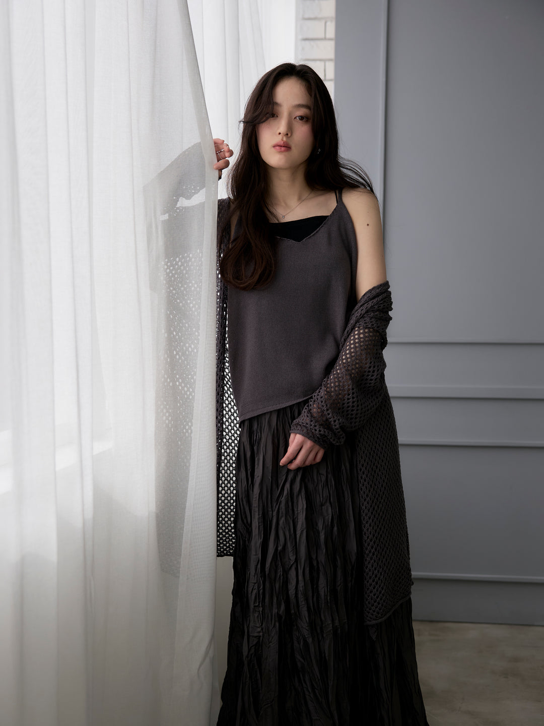 グロッシーワッシャープリーツスカート