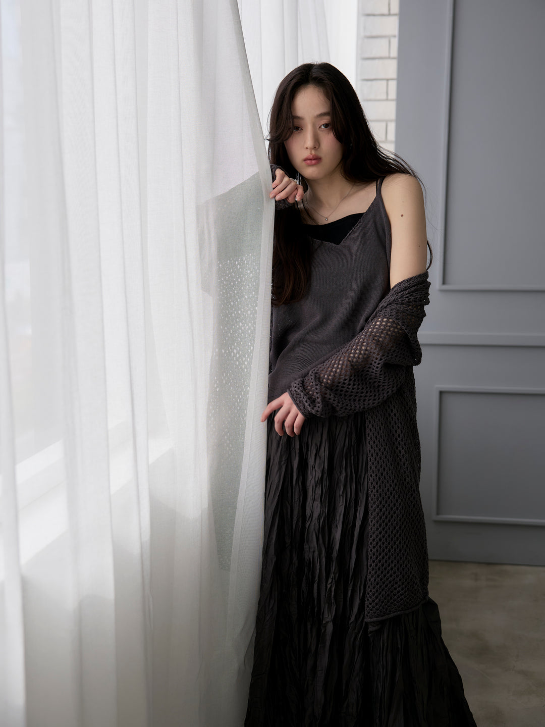 グロッシーワッシャープリーツスカート