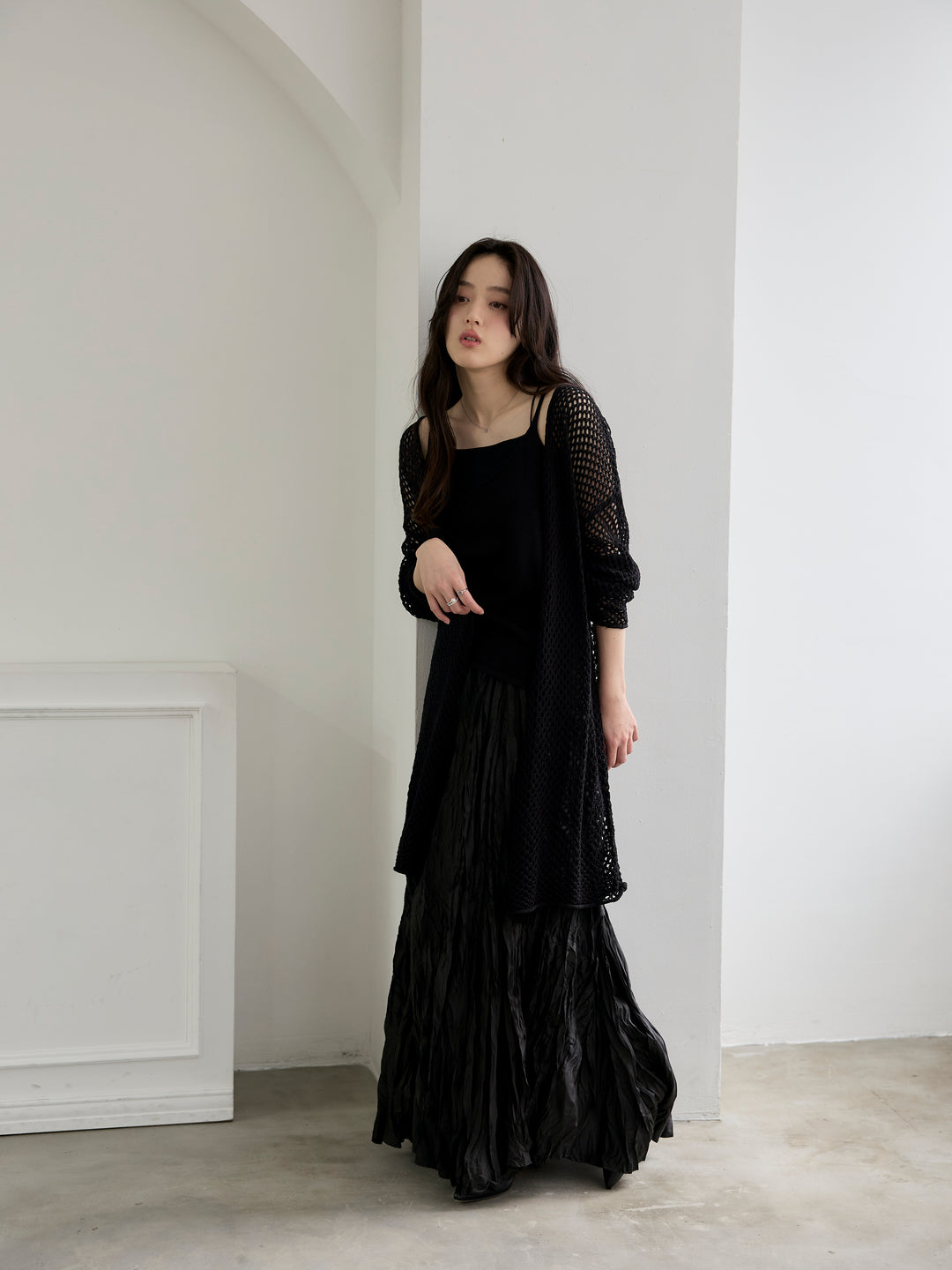 グロッシーワッシャープリーツスカート