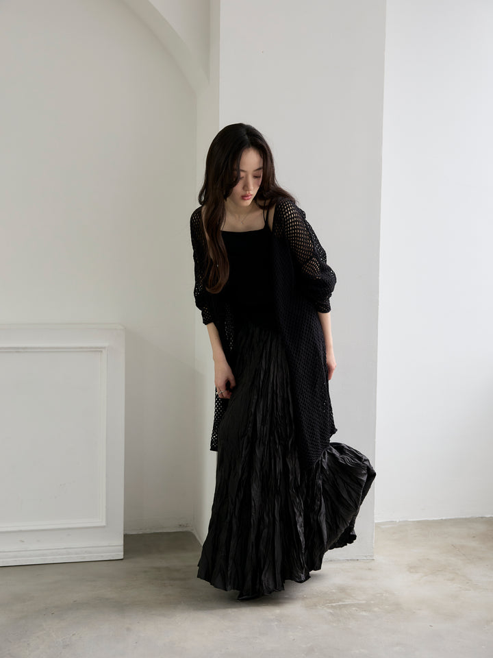 リネンタッチ透かし編みカーディガン&キャミソールSET