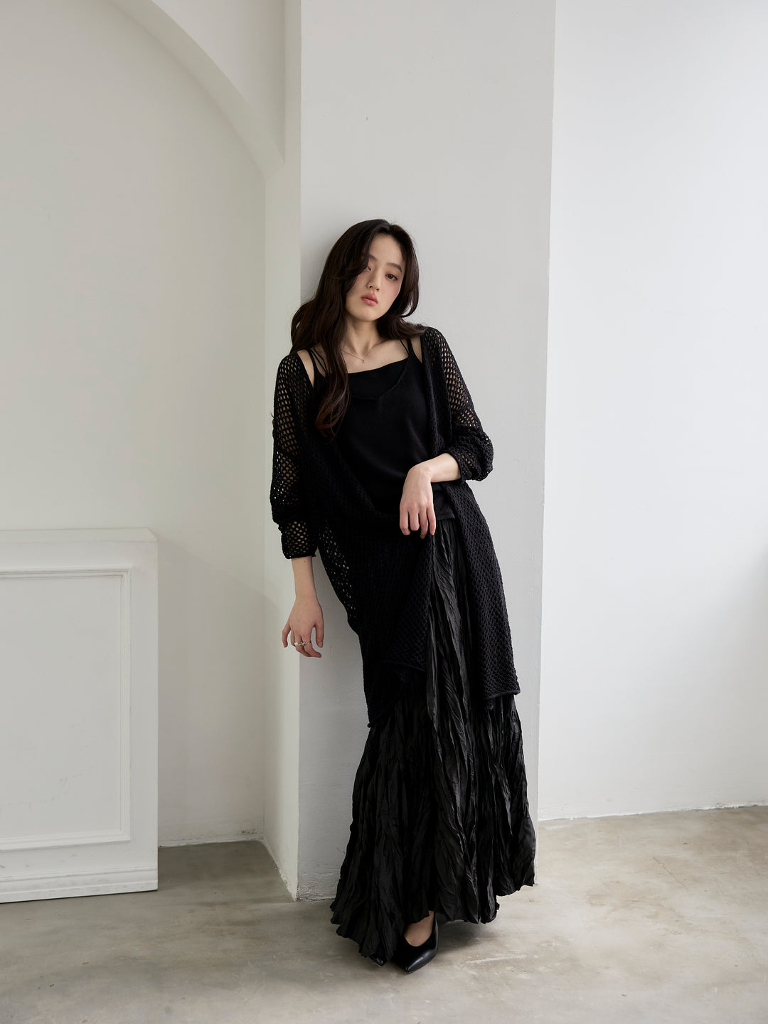 グロッシーワッシャープリーツスカート