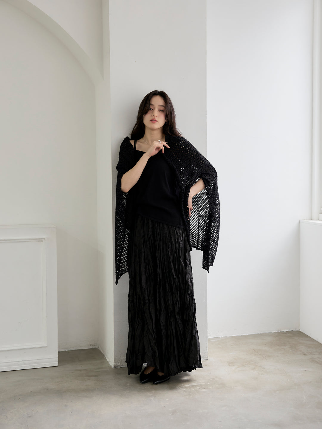 グロッシーワッシャープリーツスカート