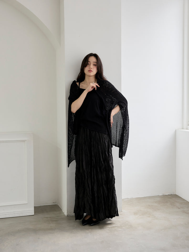 リネンタッチ透かし編みカーディガン&キャミソールSET