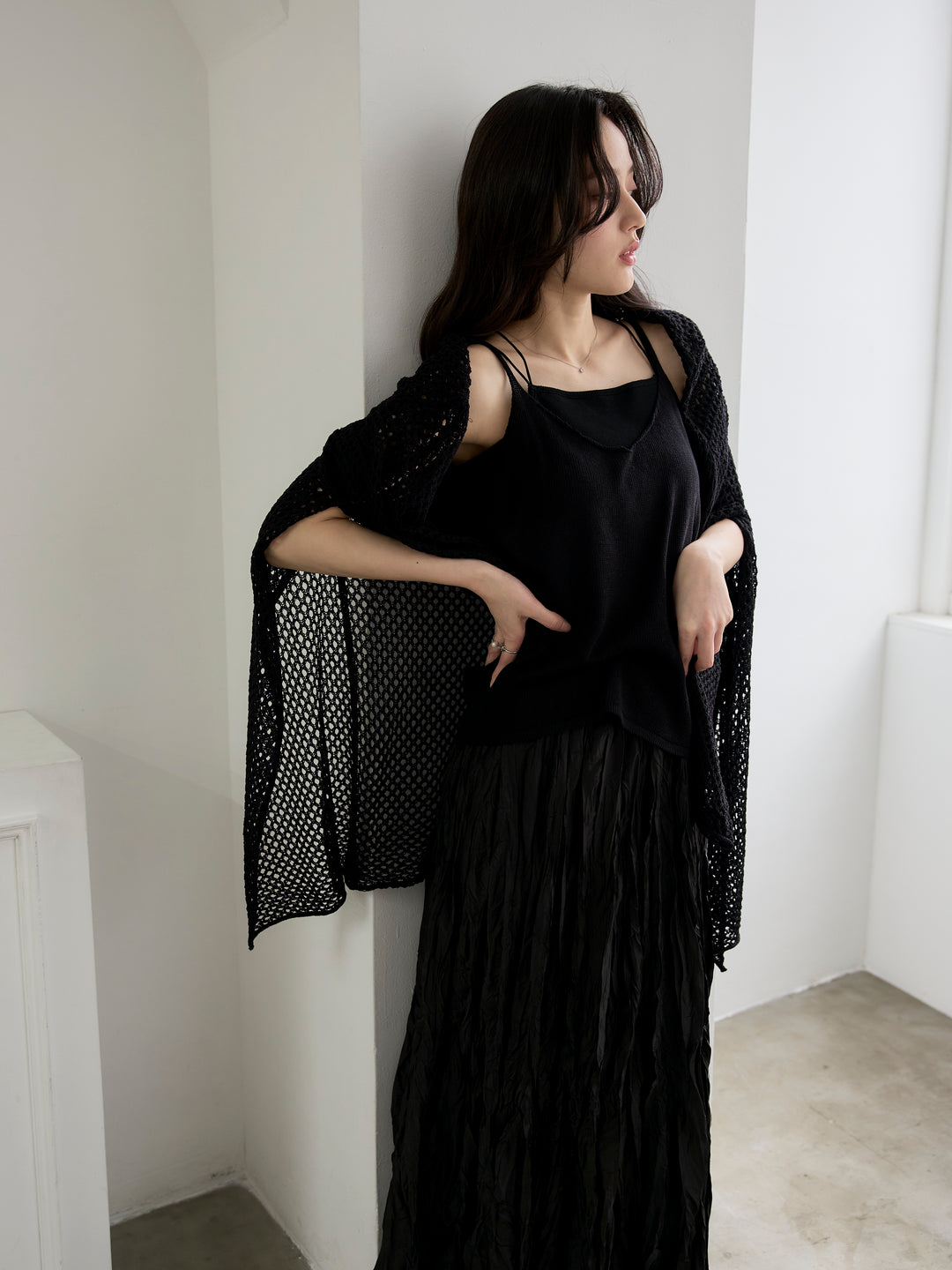 グロッシーワッシャープリーツスカート