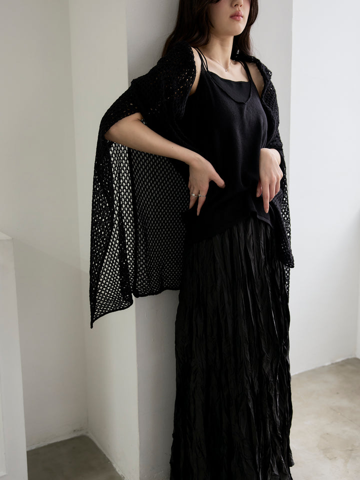 リネンタッチ透かし編みカーディガン&キャミソールSET