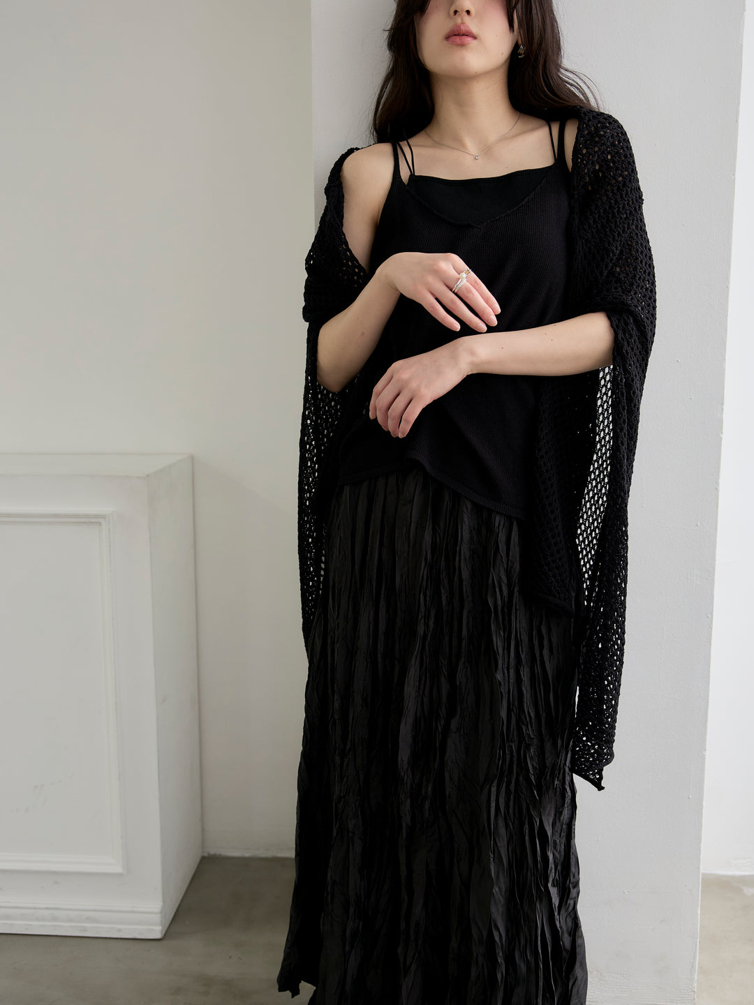 グロッシーワッシャープリーツスカート