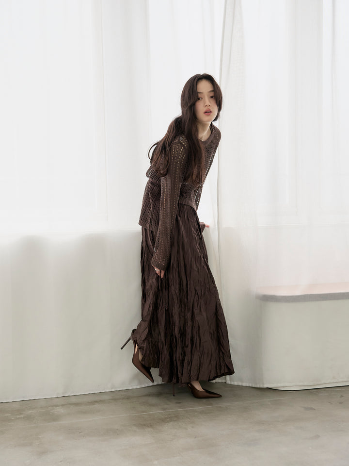 グロッシーワッシャープリーツスカート