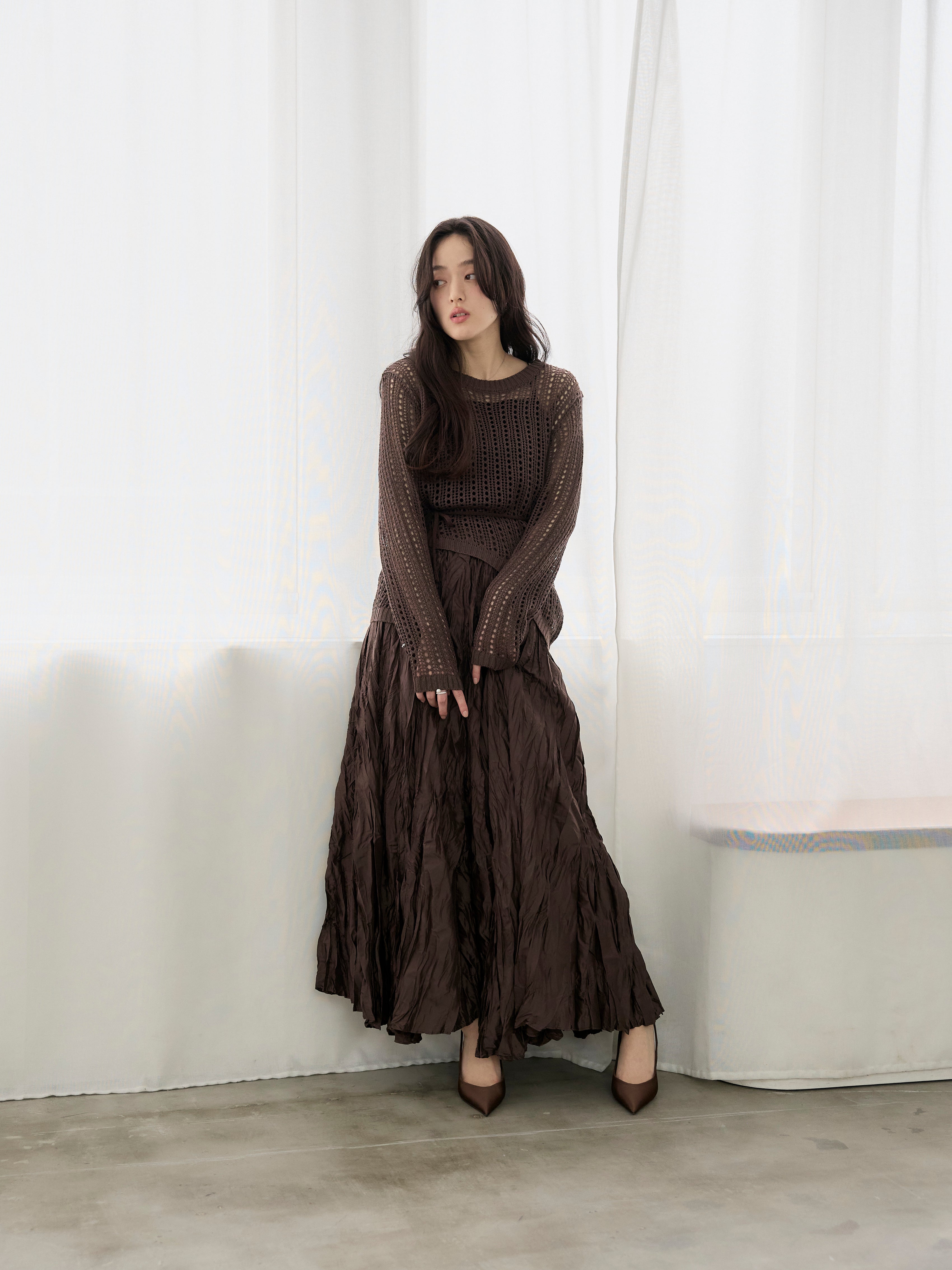 リネントップス黒ことり様 SET】リネンタッチデザイン編みタイ付きルーズトップス+グロッシー