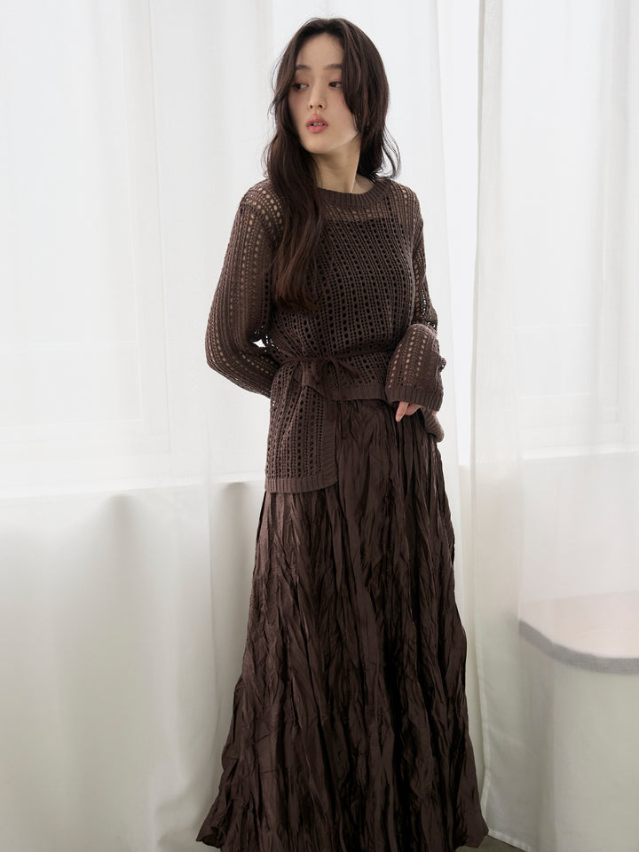 グロッシーワッシャープリーツスカート