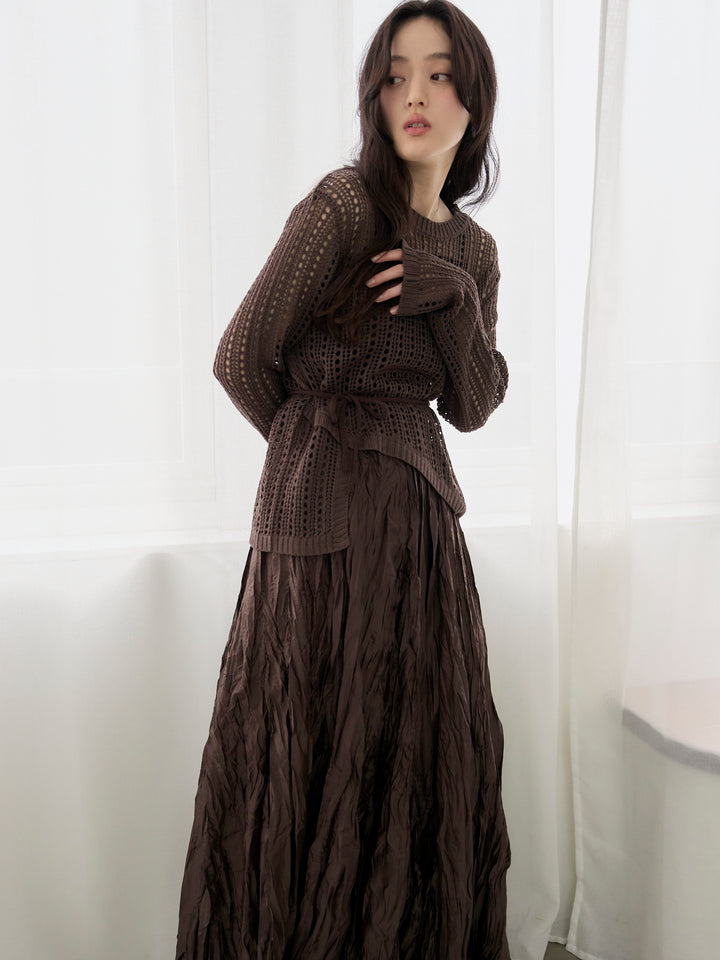 グロッシーワッシャープリーツスカート