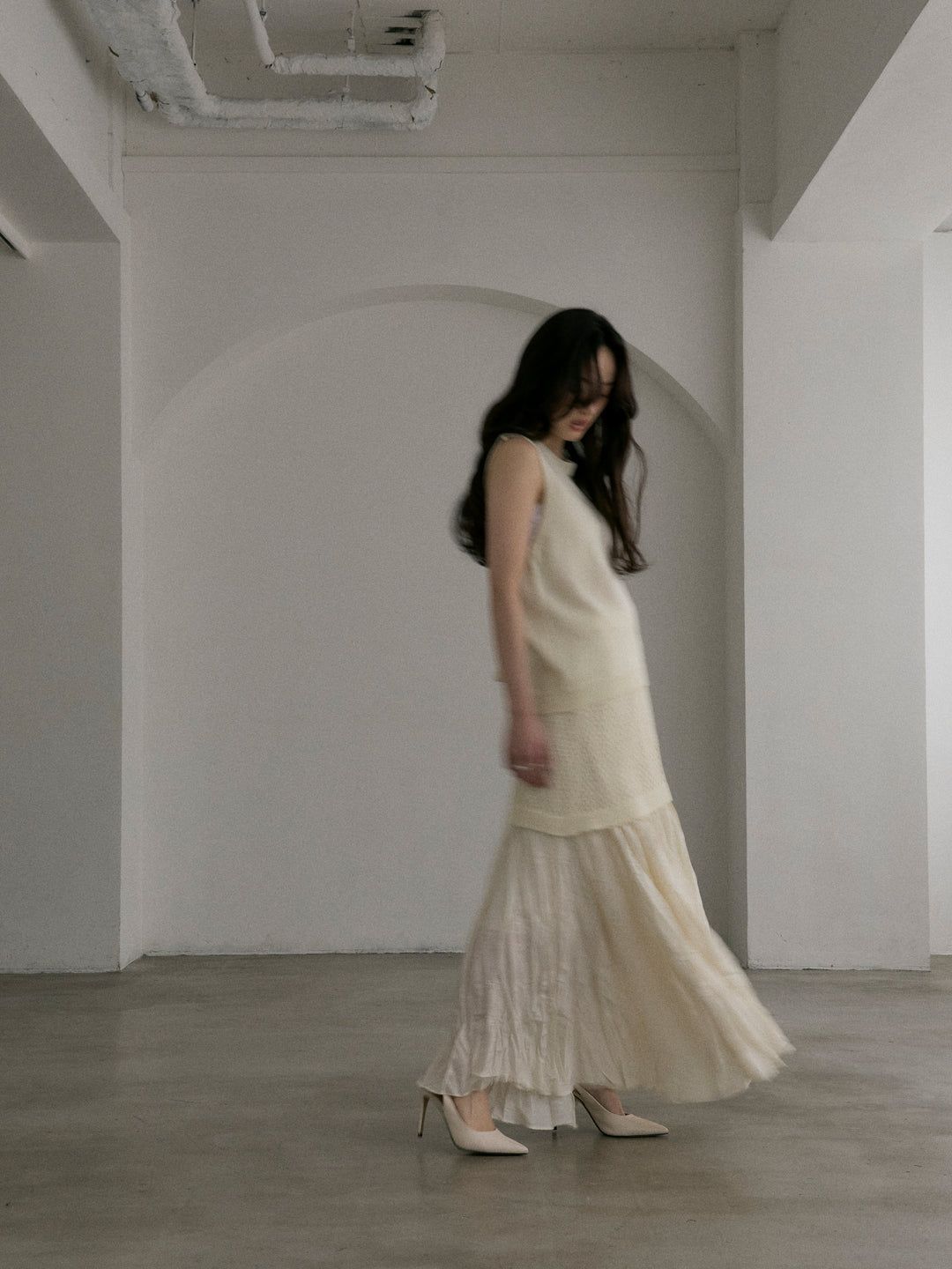 【SET】リネンタッチノースリトップス&透かし編みラップミニスカートSET+グロッシーワッシャープリーツスカート(2set)