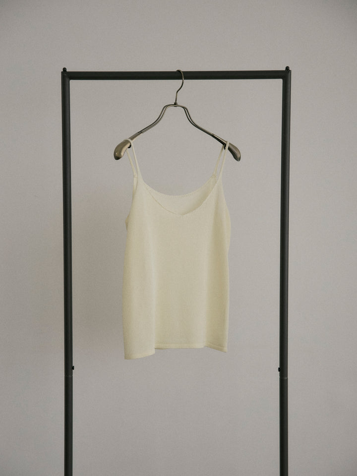 リネンタッチ透かし編みカーディガン&キャミソールSET