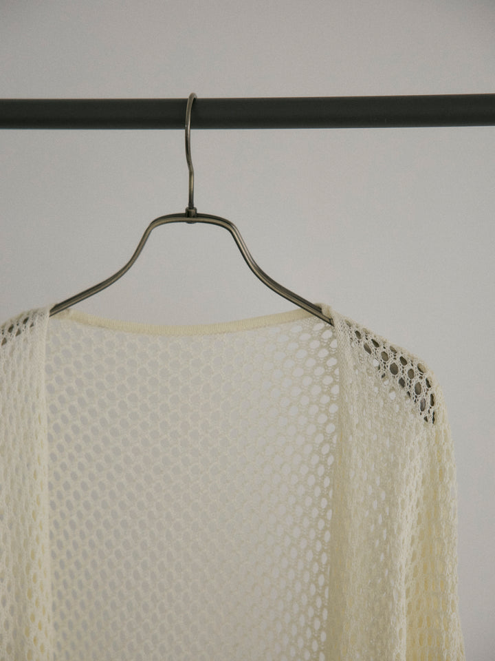 リネンタッチ透かし編みカーディガン&キャミソールSET