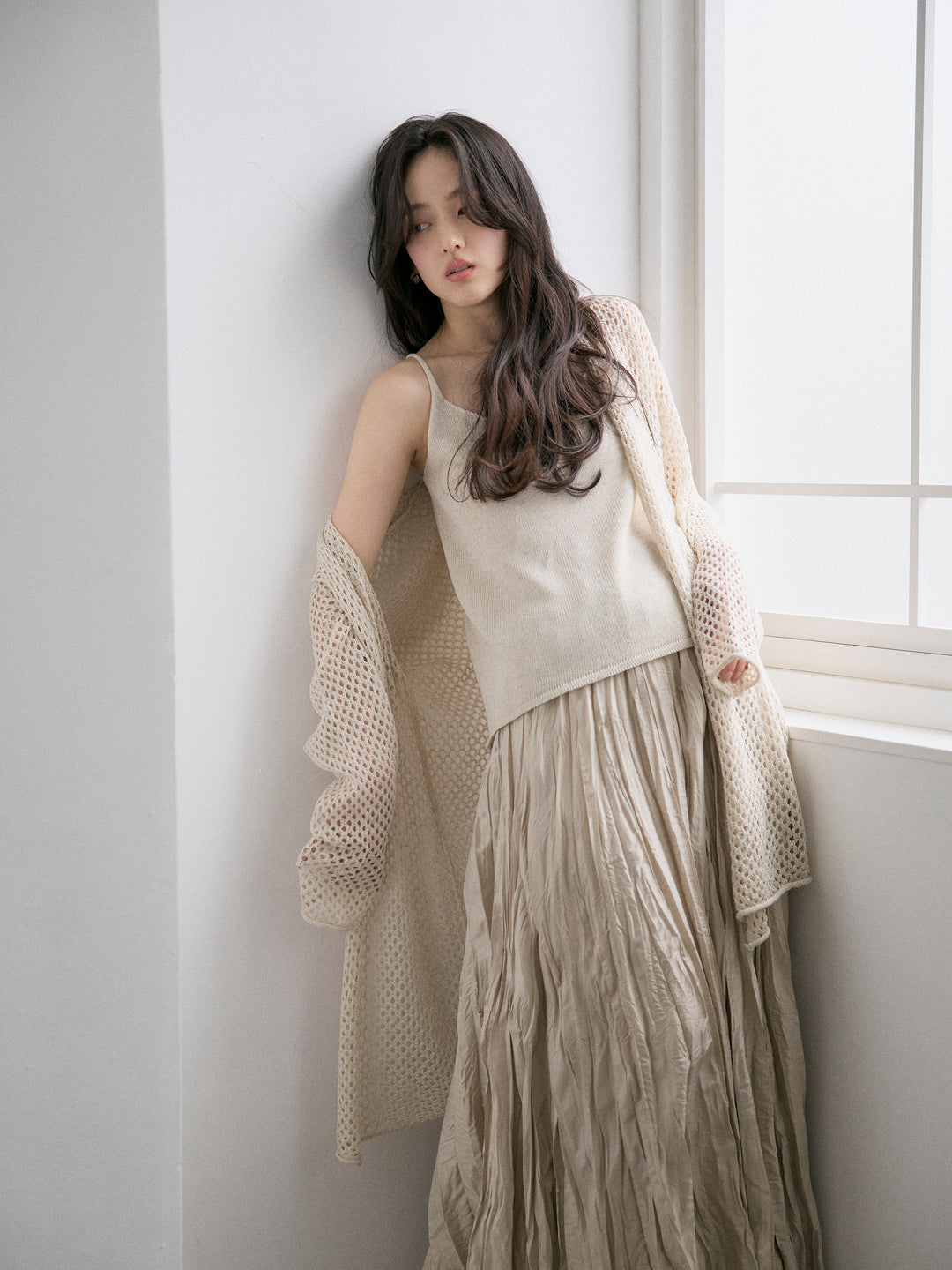 グロッシーワッシャープリーツスカート