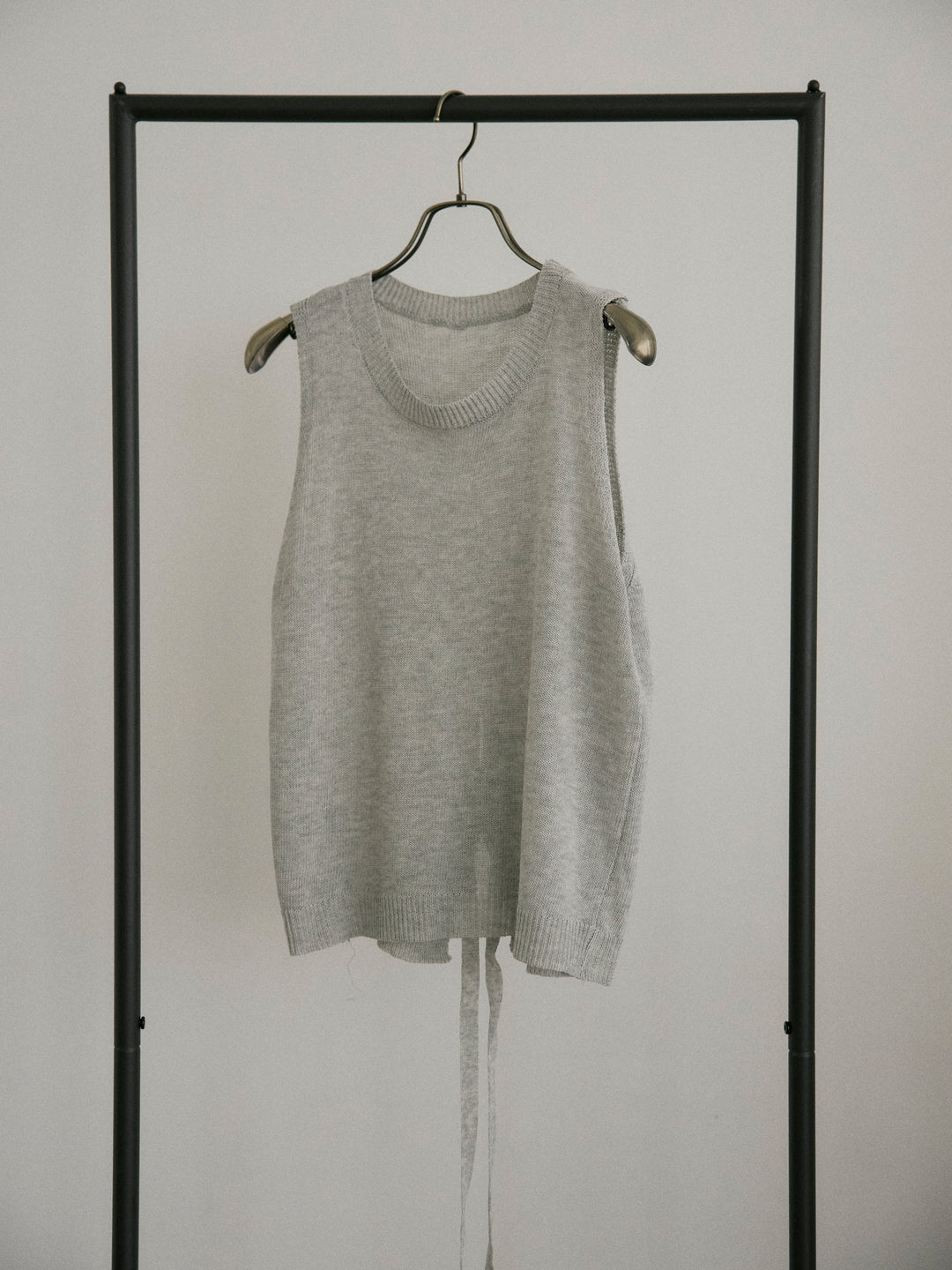 リネンタッチノースリトップス&透かし編みラップミニスカートSET