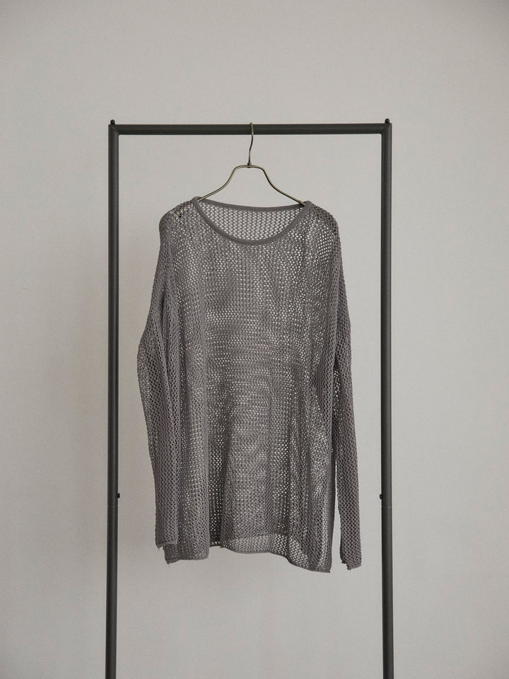 リネンタッチメッシュルーズトップス