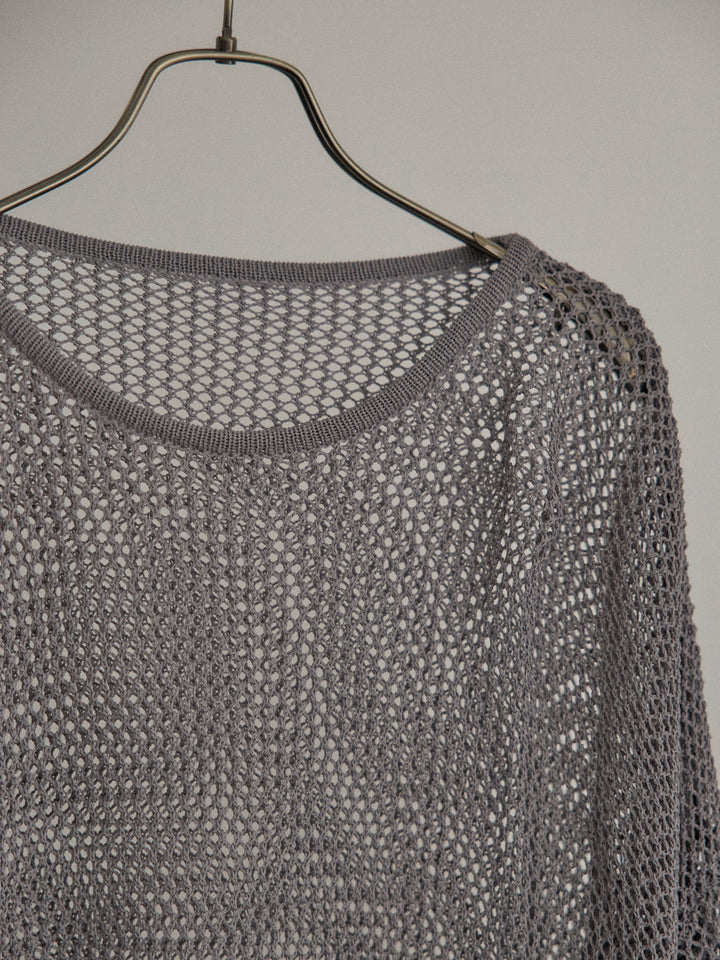 リネンタッチメッシュルーズトップス