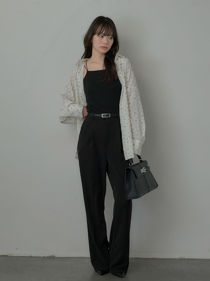 小花柄サテンオーバーシャツ