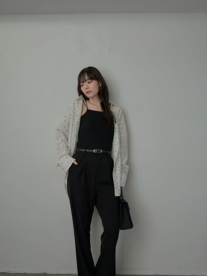 小花柄サテンオーバーシャツ