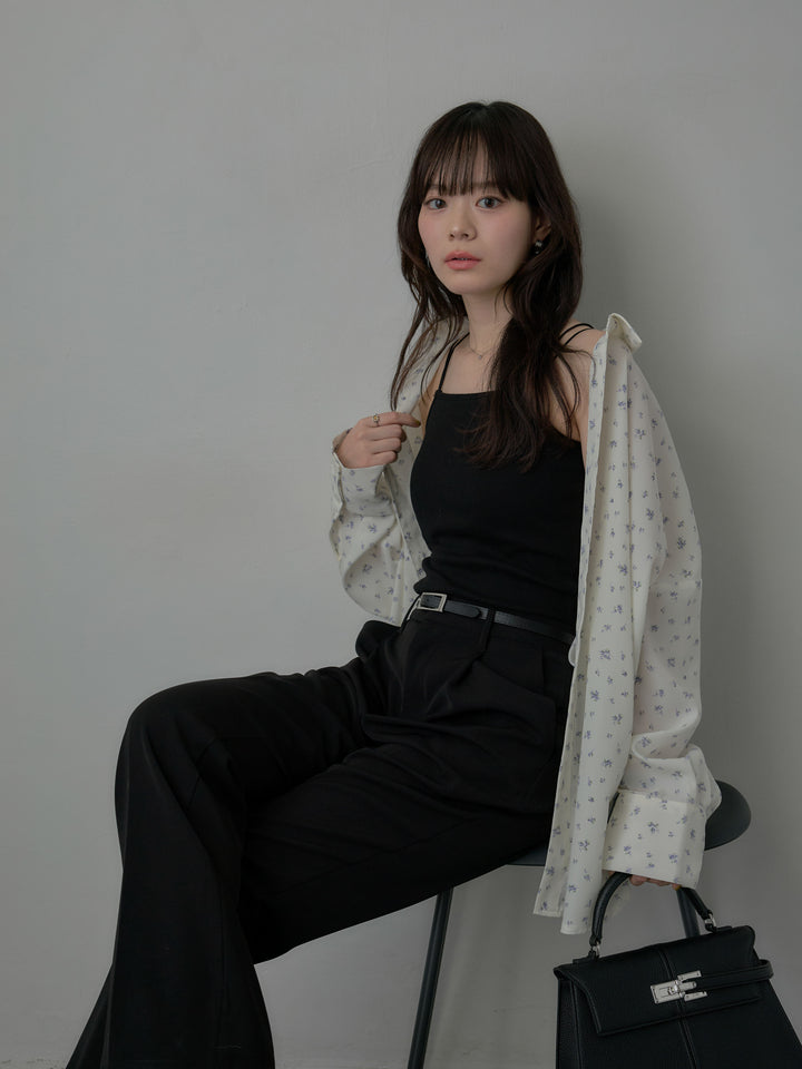 小花柄サテンオーバーシャツ