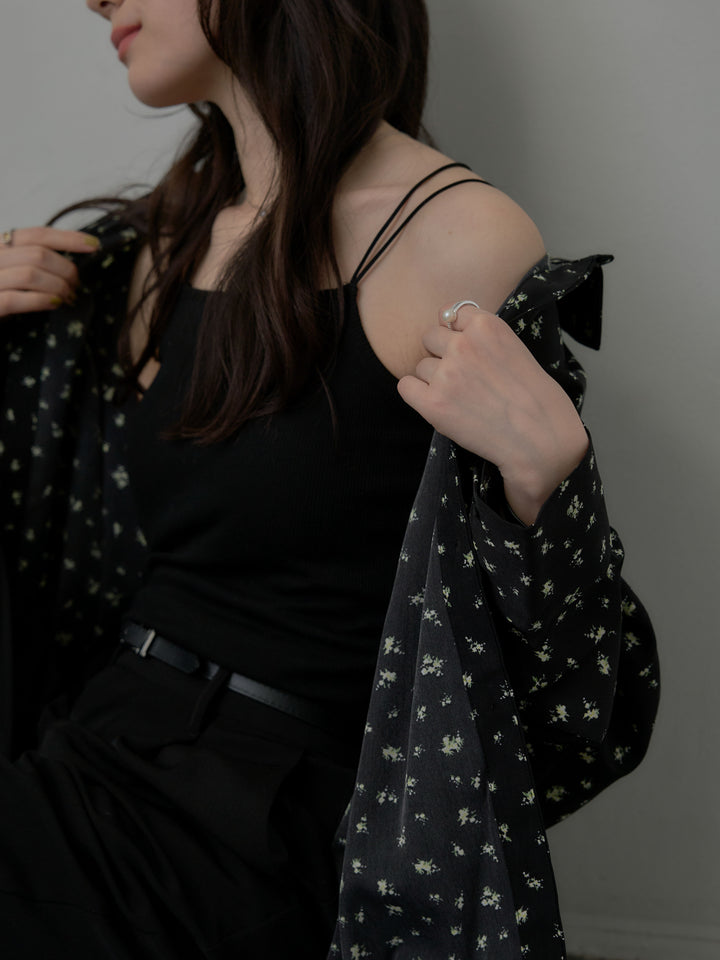 小花柄サテンオーバーシャツ