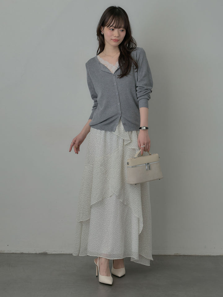 レースドッキングスプリングニットカーディガン