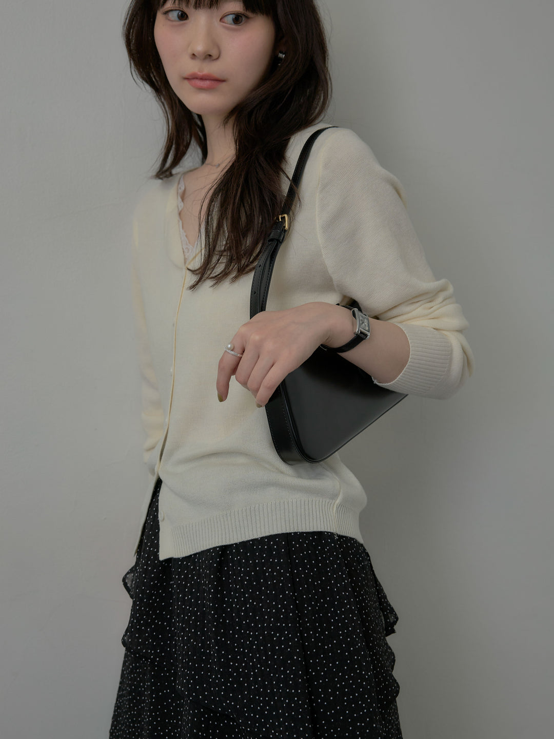 レースドッキングスプリングニットカーディガン